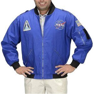 NASA Astronaut Bomber Jacket Adult Small Blue Get Real Gear Flight Suit NWT New